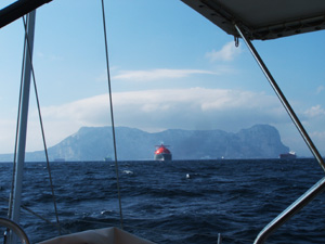 Sailing past Gibraltar