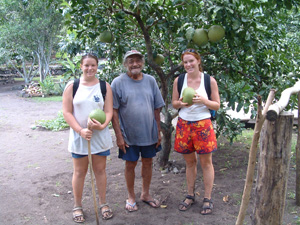 Daniel, Emily, and Amanda in Daniel's bay, Nuku Hiva, Marquesas, French Polynesia